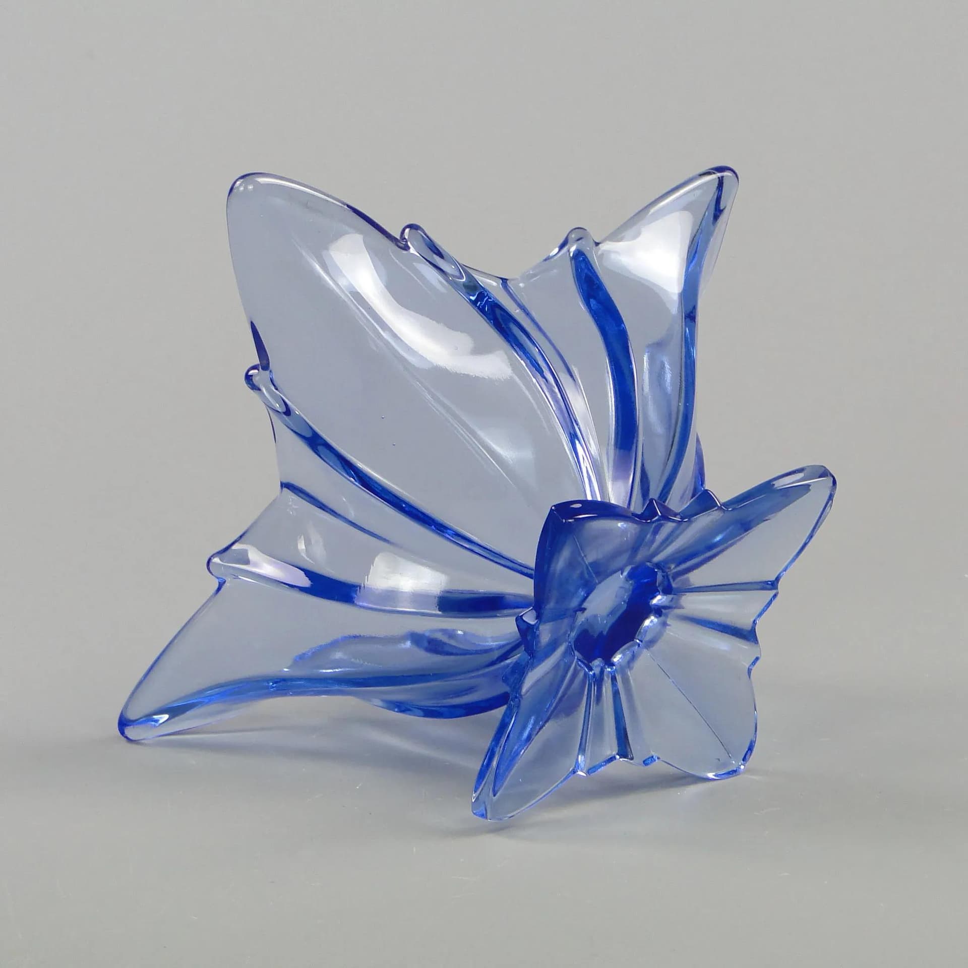 Jardiniere Art Deco, blue glass, Brockwitz Glassworks, Germany, 1950s - 12286