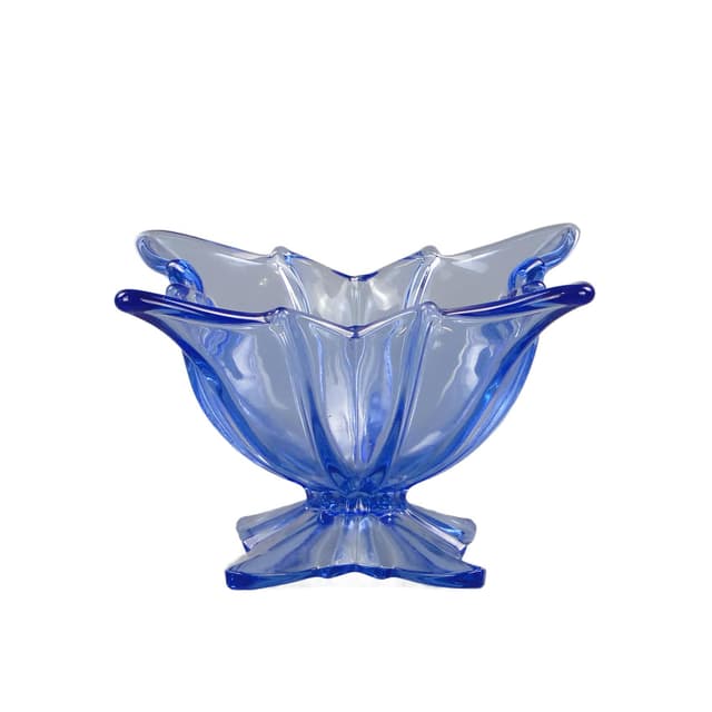 Jardiniere Art Deco, blue glass, Brockwitz Glassworks, Germany, 1950s - DIMENSION
