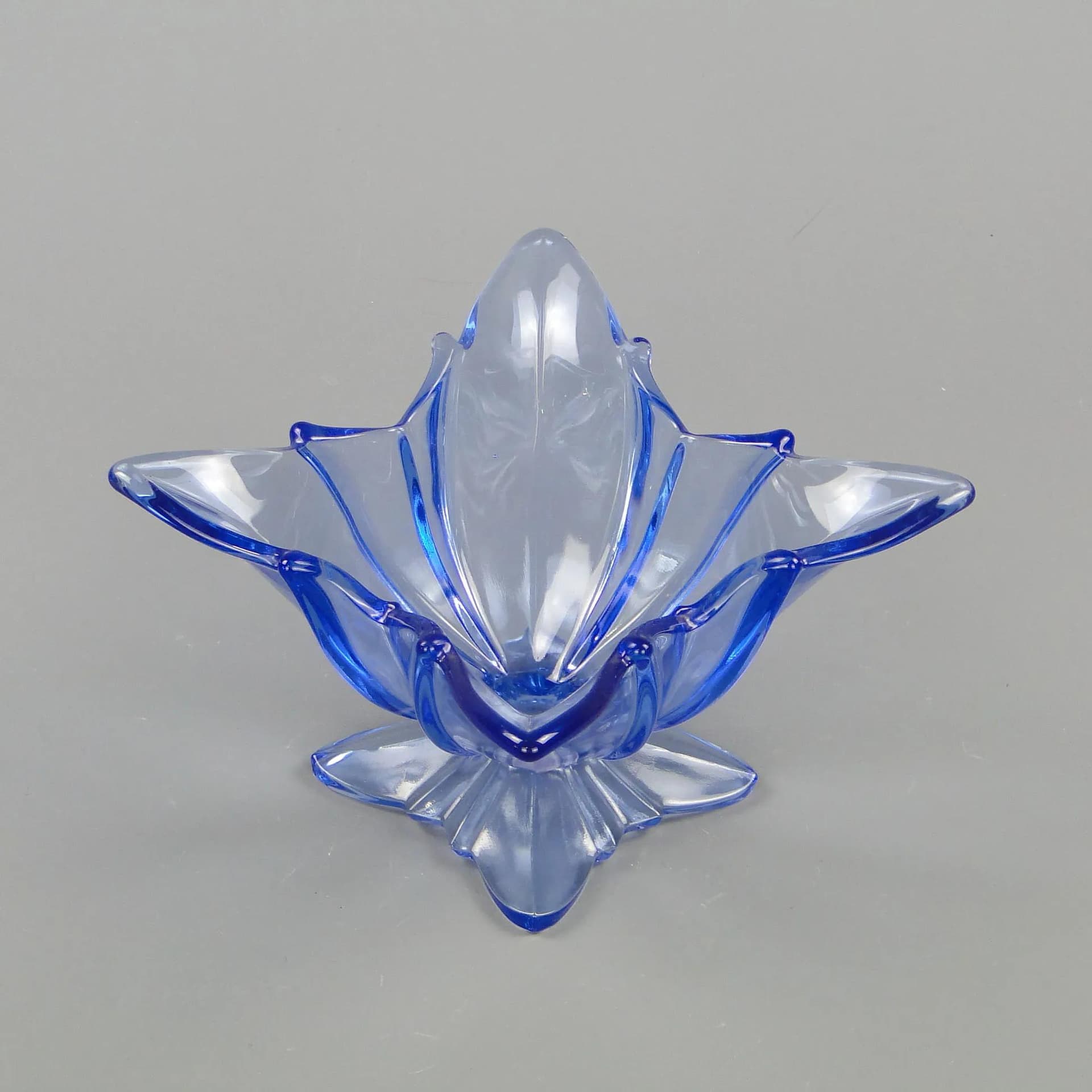Jardiniere Art Deco, blue glass, Brockwitz Glassworks, Germany, 1950s - 12283
