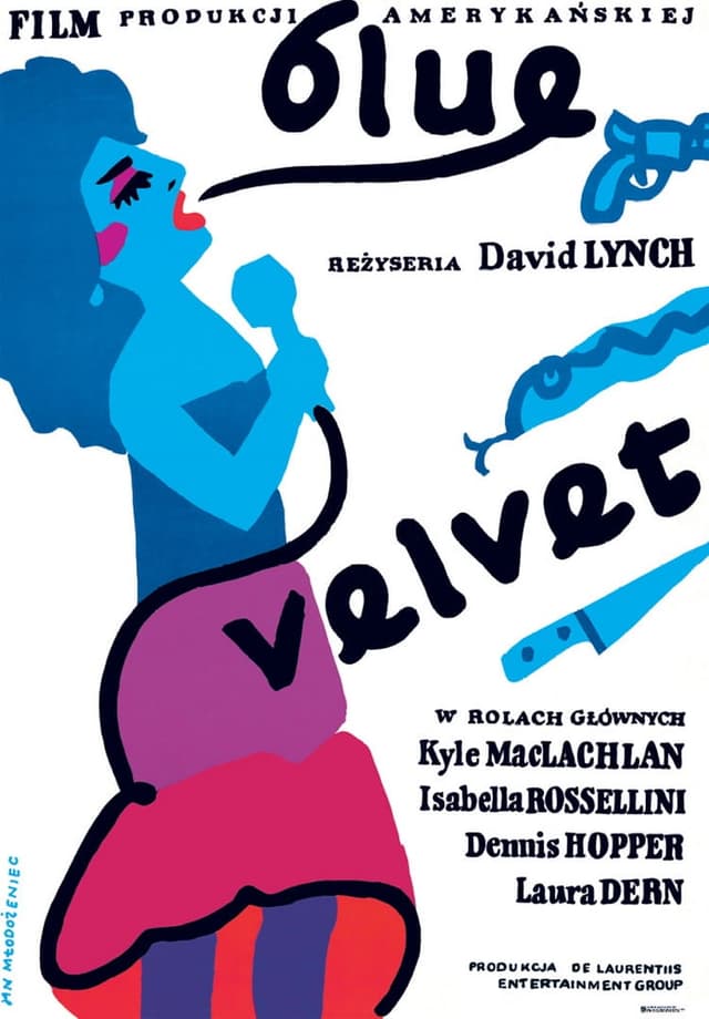 Plakat filmowy Blue Velvet 97,7x67,9 cm, aut. J. Młodożeniec, Polska Szkoła Plakatu - WYMIARY