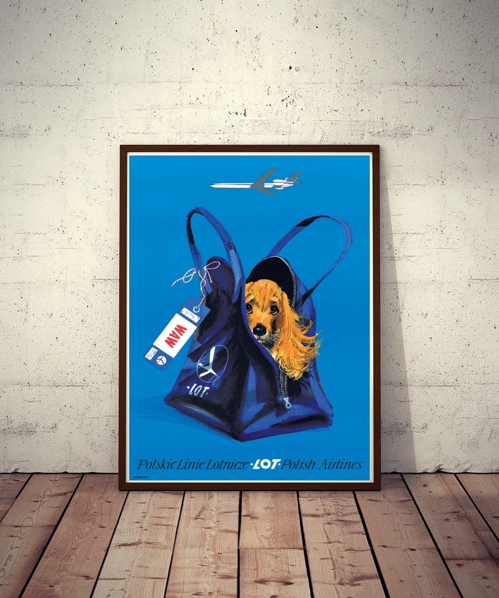 Plakat reklamowy Polskie Linie Lotnicze LOT Spaniel 97,5x67,5 cm, aut. J. Grabiański, Polska Szkoła Plakatu - 177495