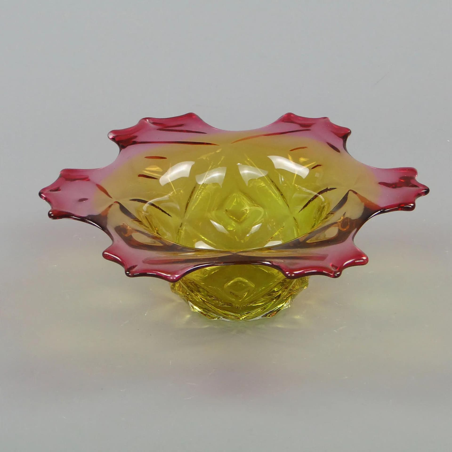 Bowl Ananas, multicolor crystal, by F. Koudelka, Czechoslovakia, 1980s. - 12273