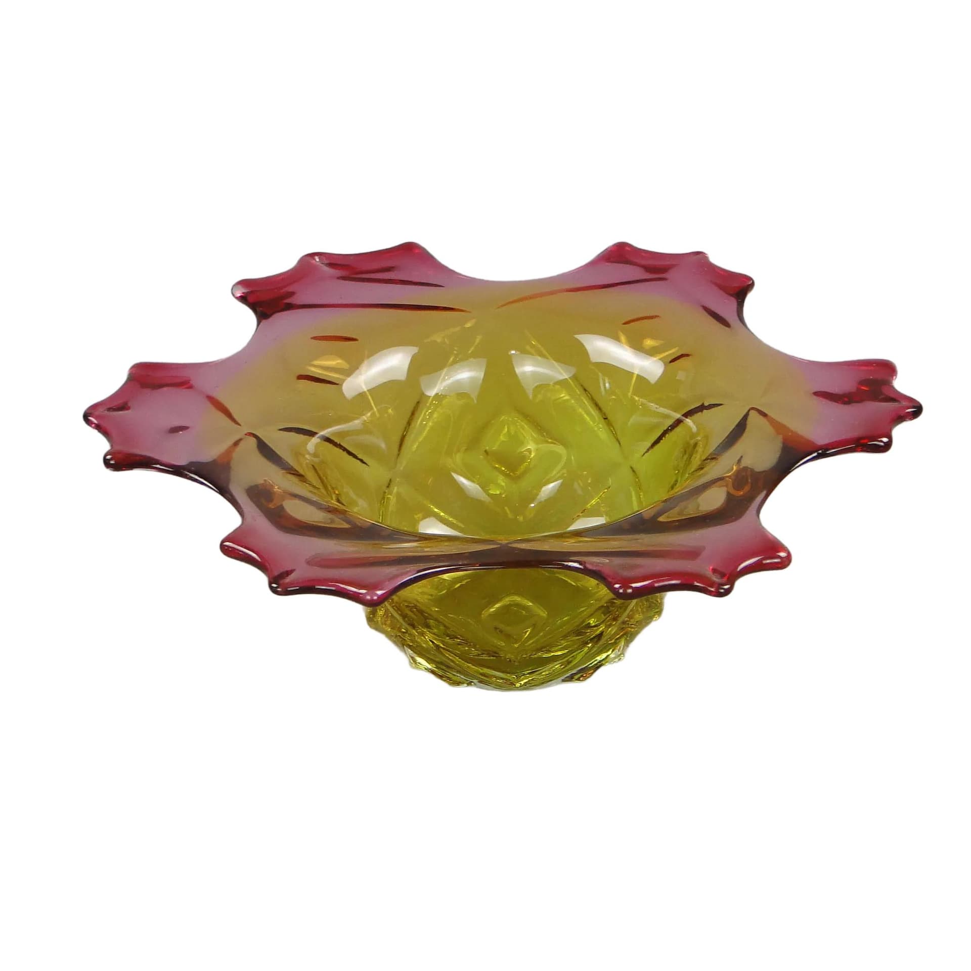 Bowl Ananas, multicolor crystal, by F. Koudelka, Czechoslovakia, 1980s.