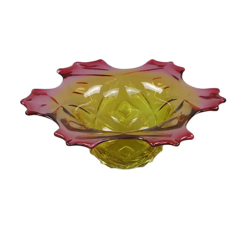 Bowl Ananas, multicolor crystal, by F. Koudelka, Czechoslovakia, 1980s.