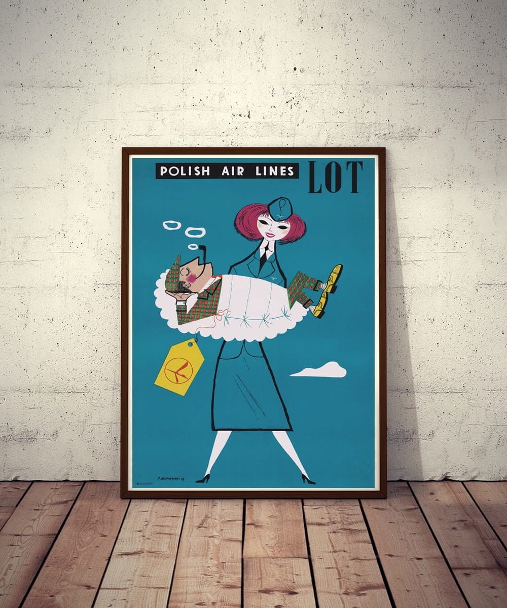 Advertising poster Polskie Linie Lotnicze LOT 98x66.3 cm, by J. Srokowski, Polska Szkoła Plakatu - 177481