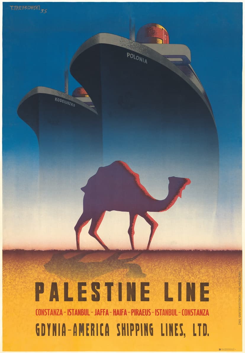 Plakat reklamowy Palestine Line 98,5x68 cm, aut. T. Trepkowski, Polska Szkoła Plakatu