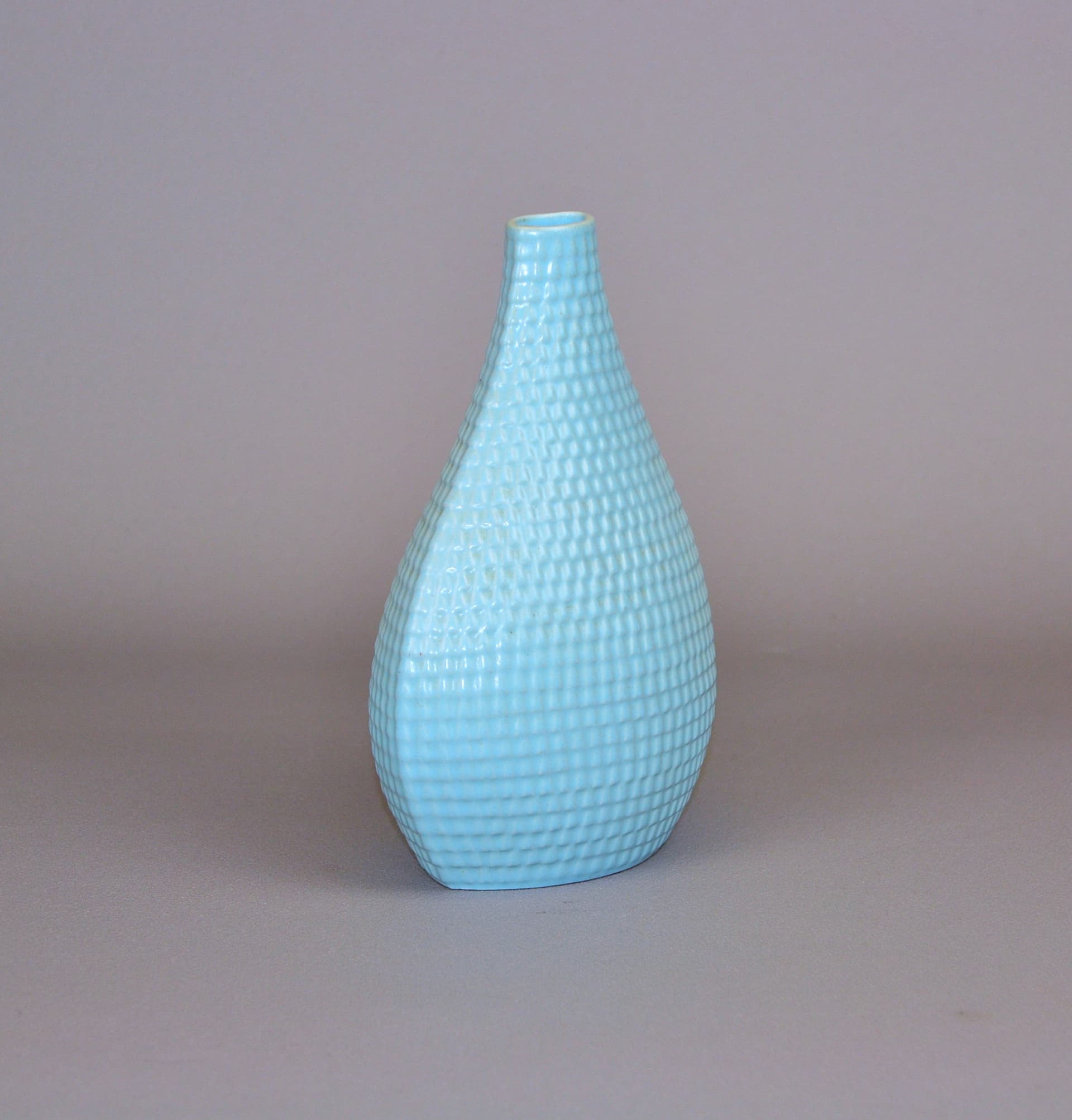 Vase Reptil, blue ceramic, by S. Lindeberg, Sweden, 1950s. - 37