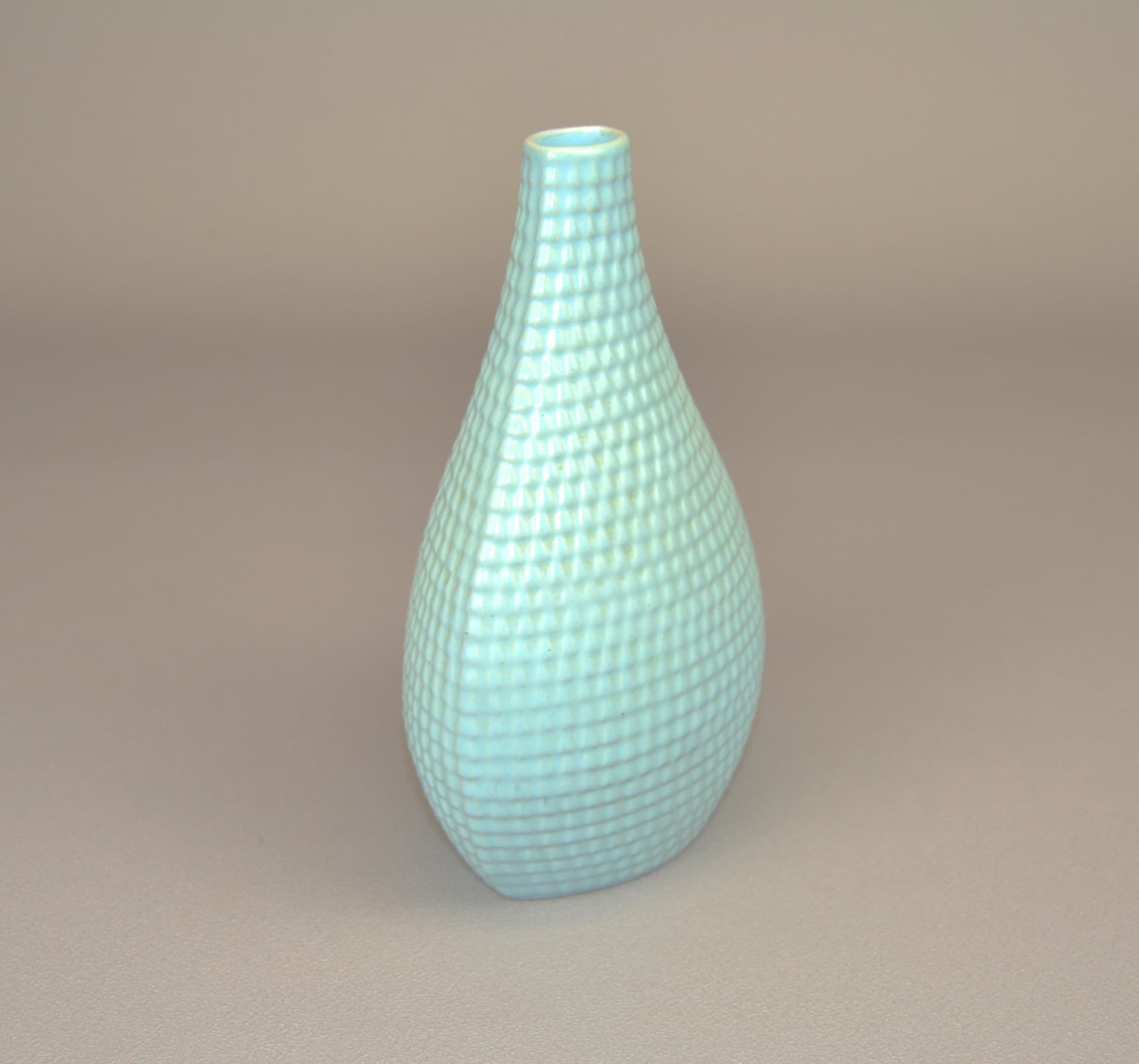 Vase Reptil, blue ceramic, by S. Lindeberg, Sweden, 1950s. - 34