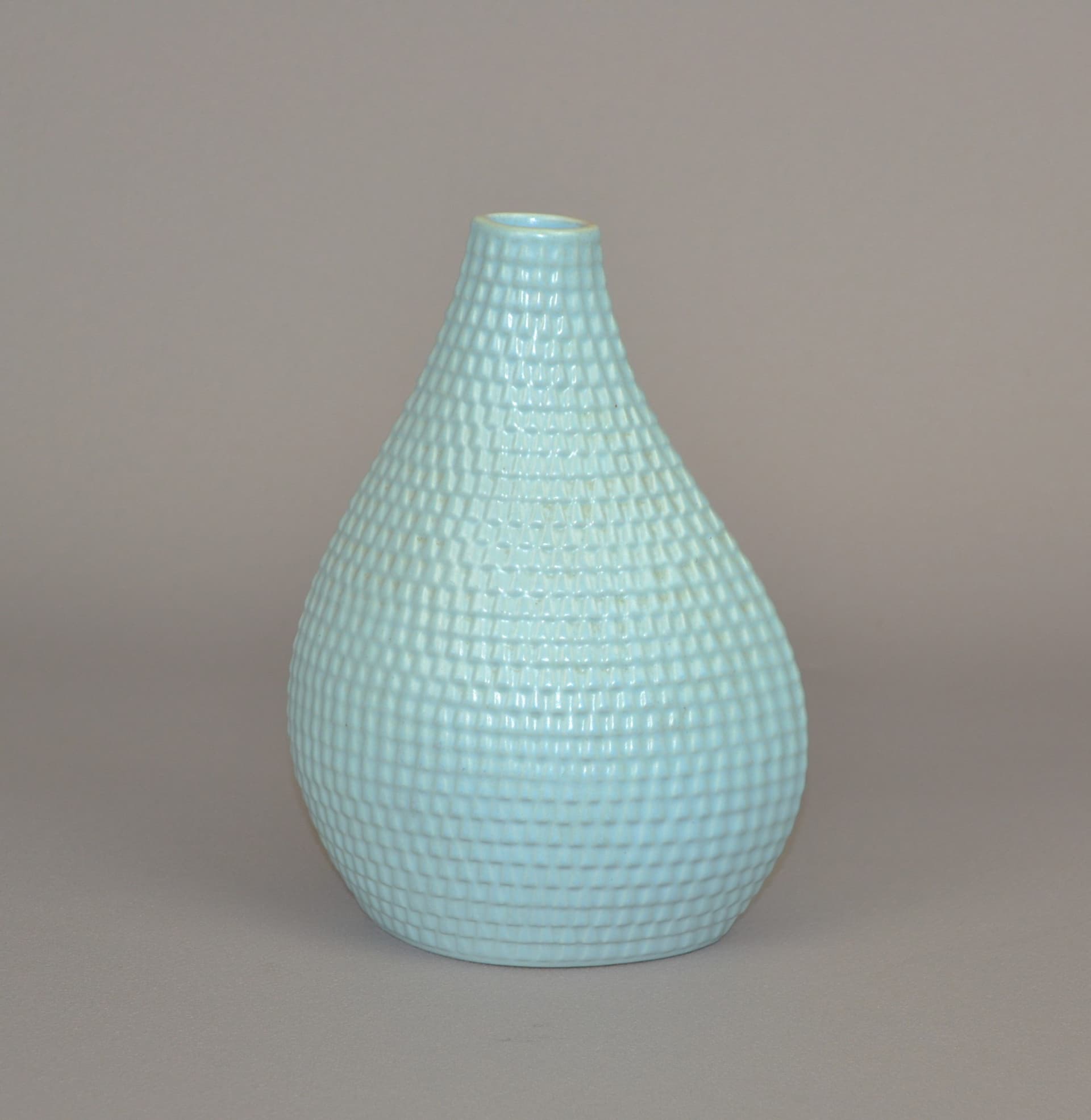 Vase Reptil, blue ceramic, by S. Lindeberg, Sweden, 1950s. - 38