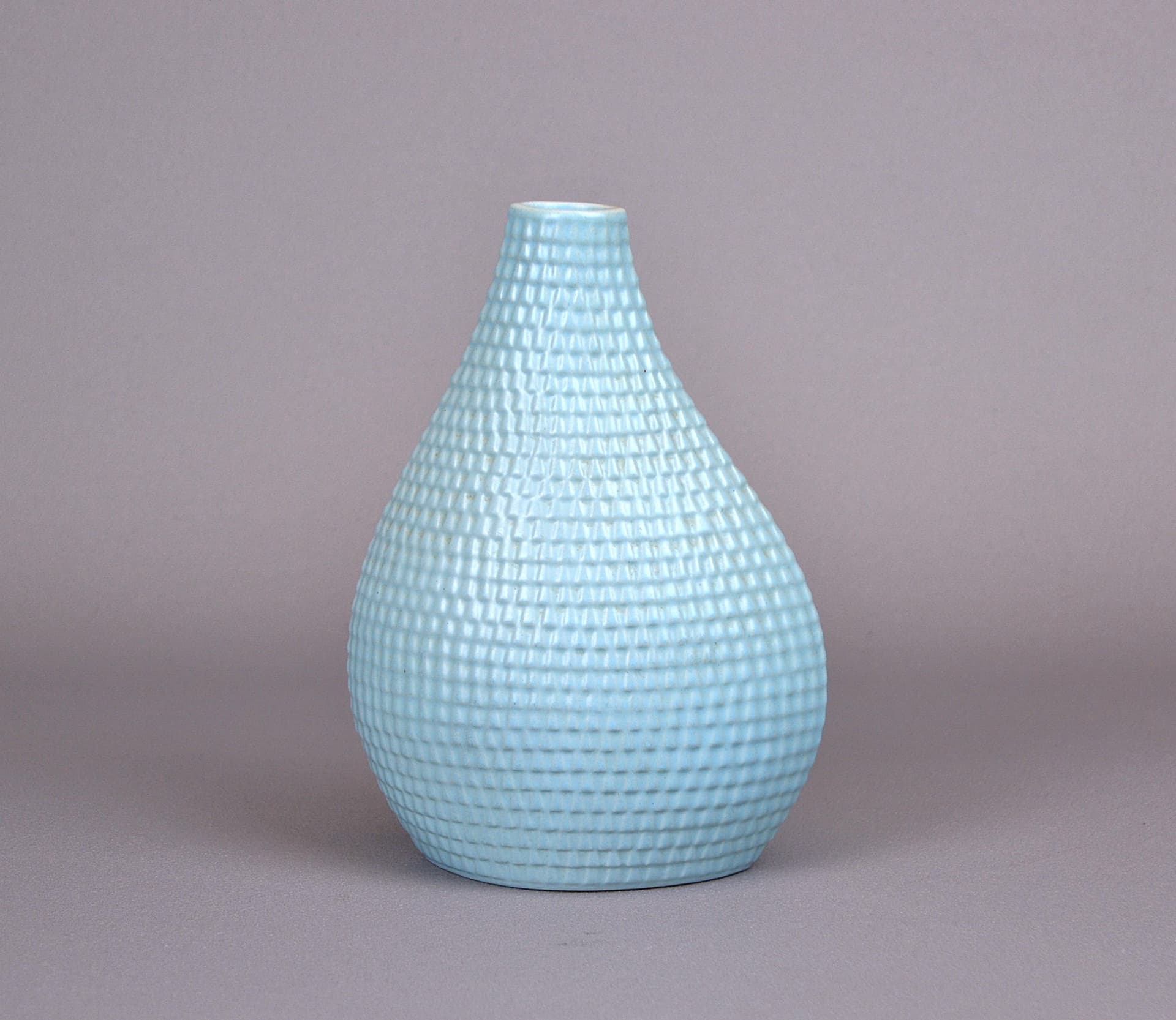 Vase Reptil, blue ceramic, by S. Lindeberg, Sweden, 1950s. - 36