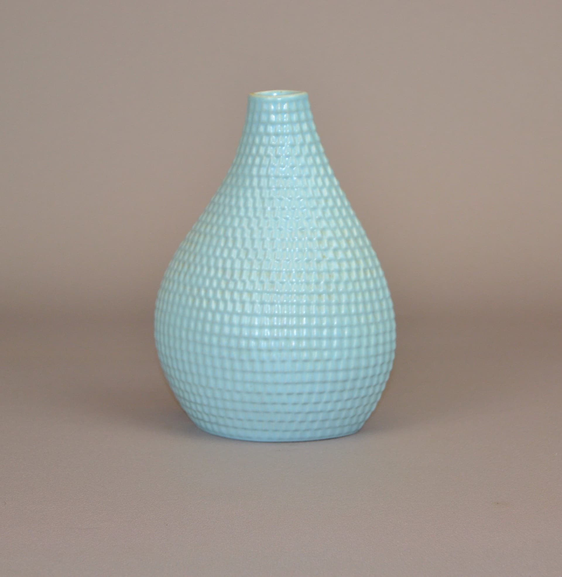 Vase Reptil, blue ceramic, by S. Lindeberg, Sweden, 1950s. - 35
