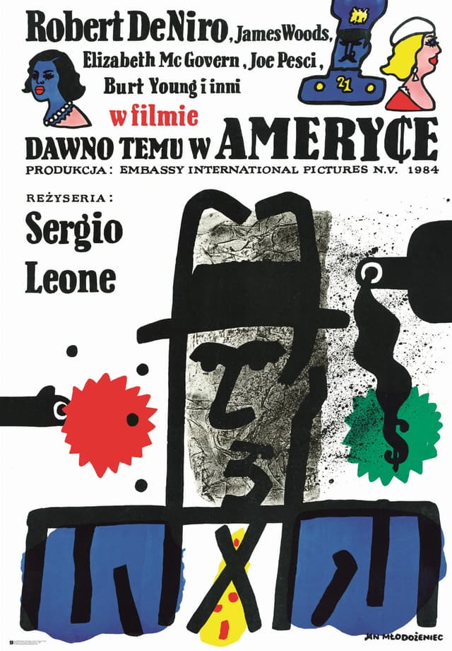Plakat filmowy Dawno temu w Ameryce 97,7x67,7 cm, aut. J. Młodożeniec, Polska Szkoła Plakatu - WYMIARY