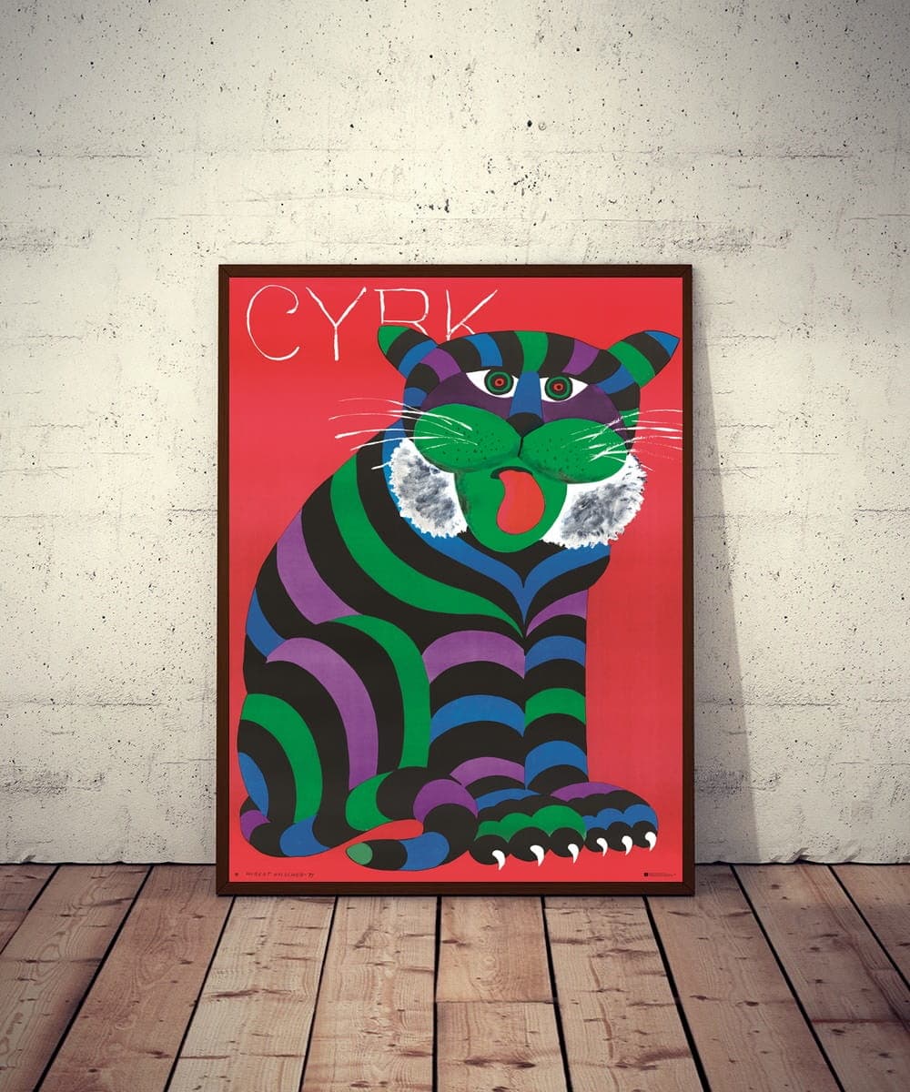 Plakat cyrkowy Cyrk Tygrys pasiasty 96,9x66,2 cm, aut. H. Hilscher, Polska Szkoła Plakatu - 177445