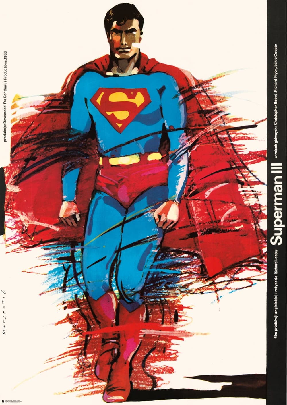 Plakat filmowy Superman III 93,5x65,7 cm, aut. G. Marszałek, Polska Szkoła Plakatu