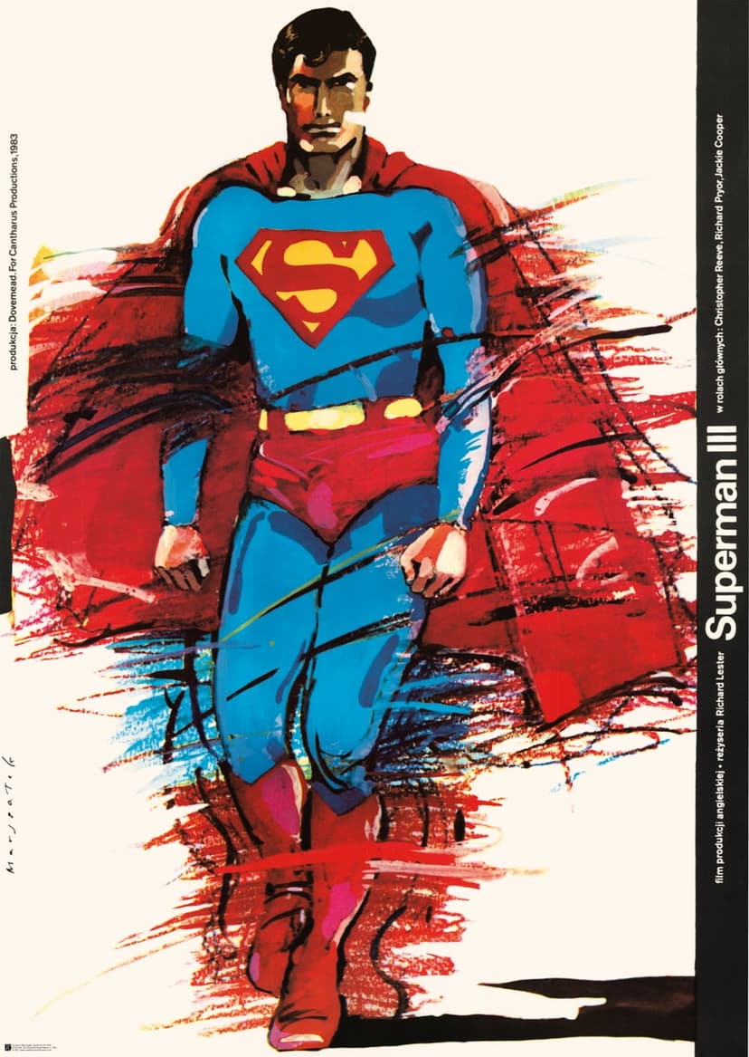 Plakat filmowy Superman III 93,5x65,7 cm, aut. G. Marszałek, Polska Szkoła Plakatu