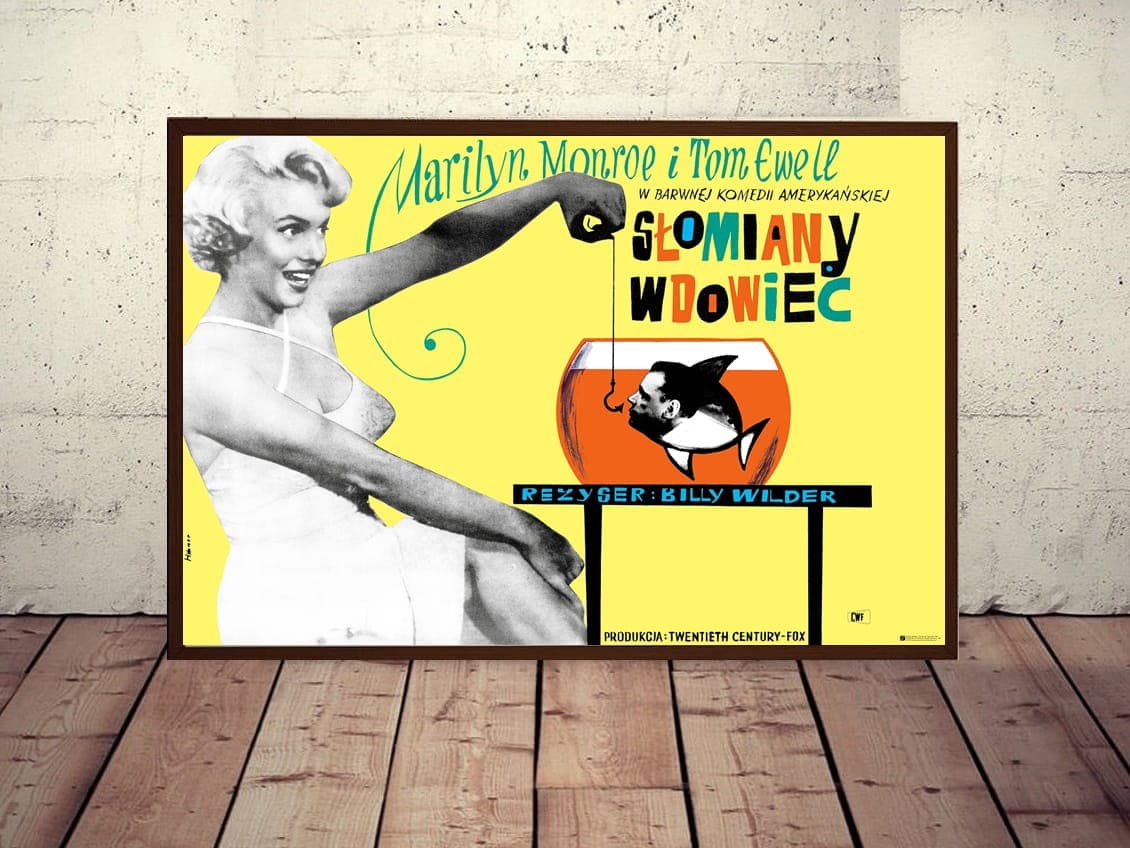 Plakat filmowy Słomiany wdowiec 84,2x57 cm, aut. M. Hübner, Polska Szkoła Plakatu - 177425