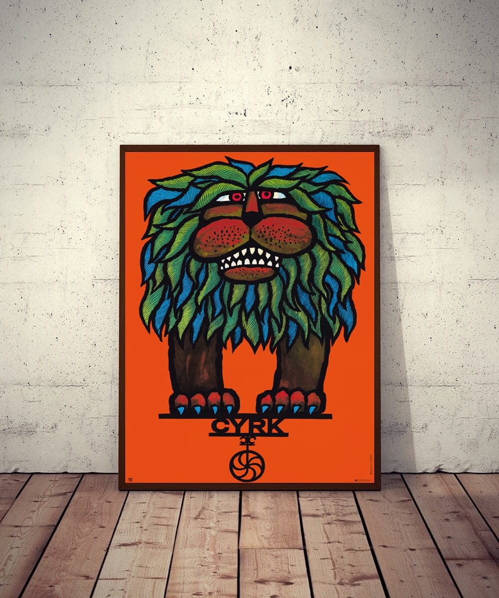 Plakat cyrkowy Cyrk Lew liściasty 97,6x66,5 cm, aut. H. Hilscher, Polska Szkoła Plakatu - 177401