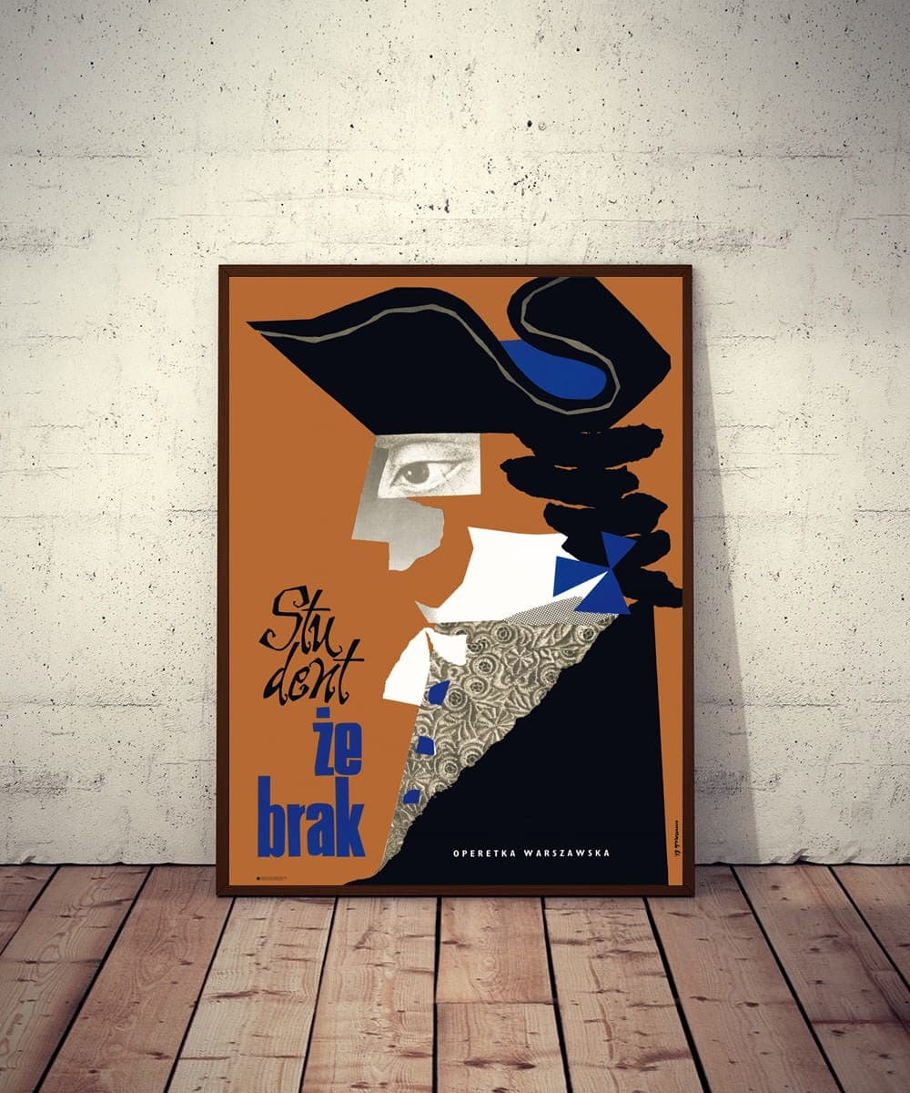 Plakat teatralny Student Żebrak 99,8x69 cm, aut. J. Mroszczak, Polska Szkoła Plakatu - 177397