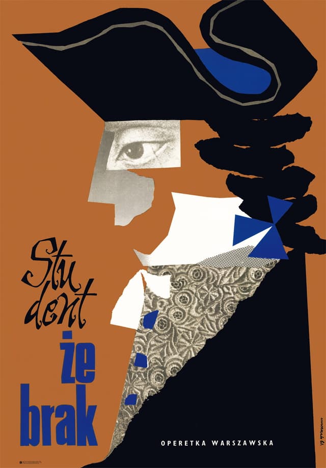 Plakat teatralny Student Żebrak 99,8x69 cm, aut. J. Mroszczak, Polska Szkoła Plakatu - WYMIARY
