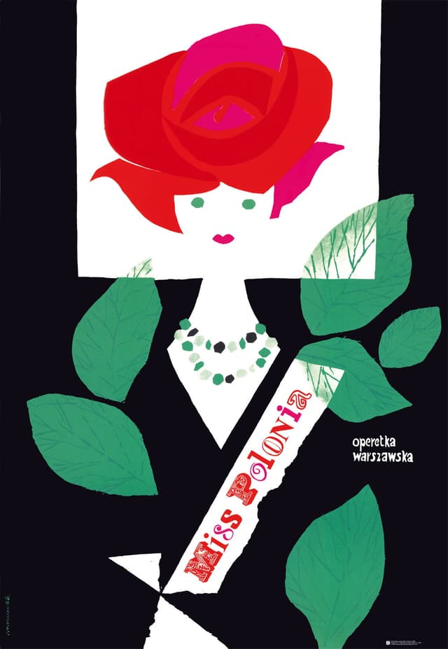 Plakat teatralny Miss Polonia 86,6x59,4 cm, aut. J. Mroszczak, Polska Szkoła Plakatu - WYMIARY