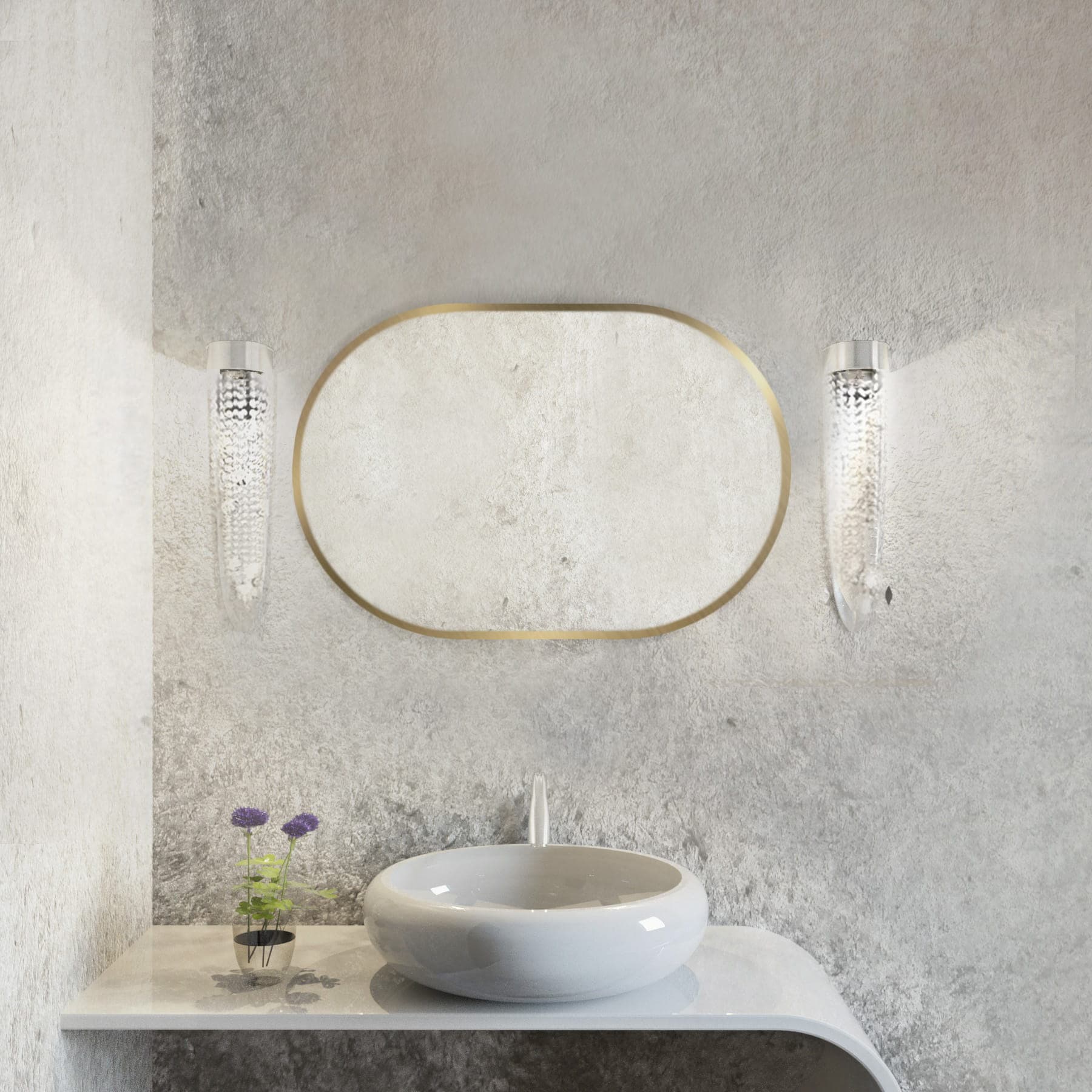 Oval Mirror Tiny Border Pastille 60x40 cm, gold, Baltica - 177584