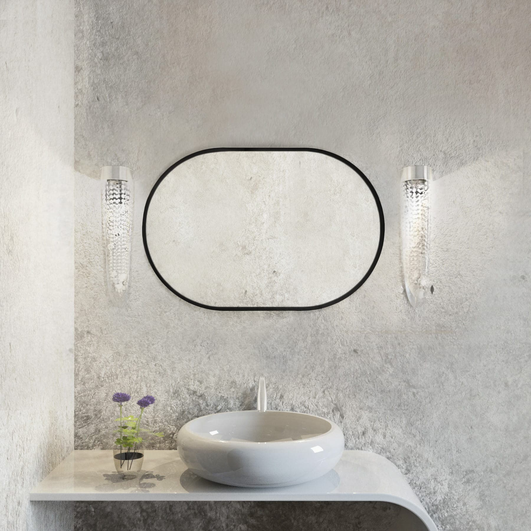 Oval mirror Tiny Border Pastille 90x60 cm, black, Baltica - 177572
