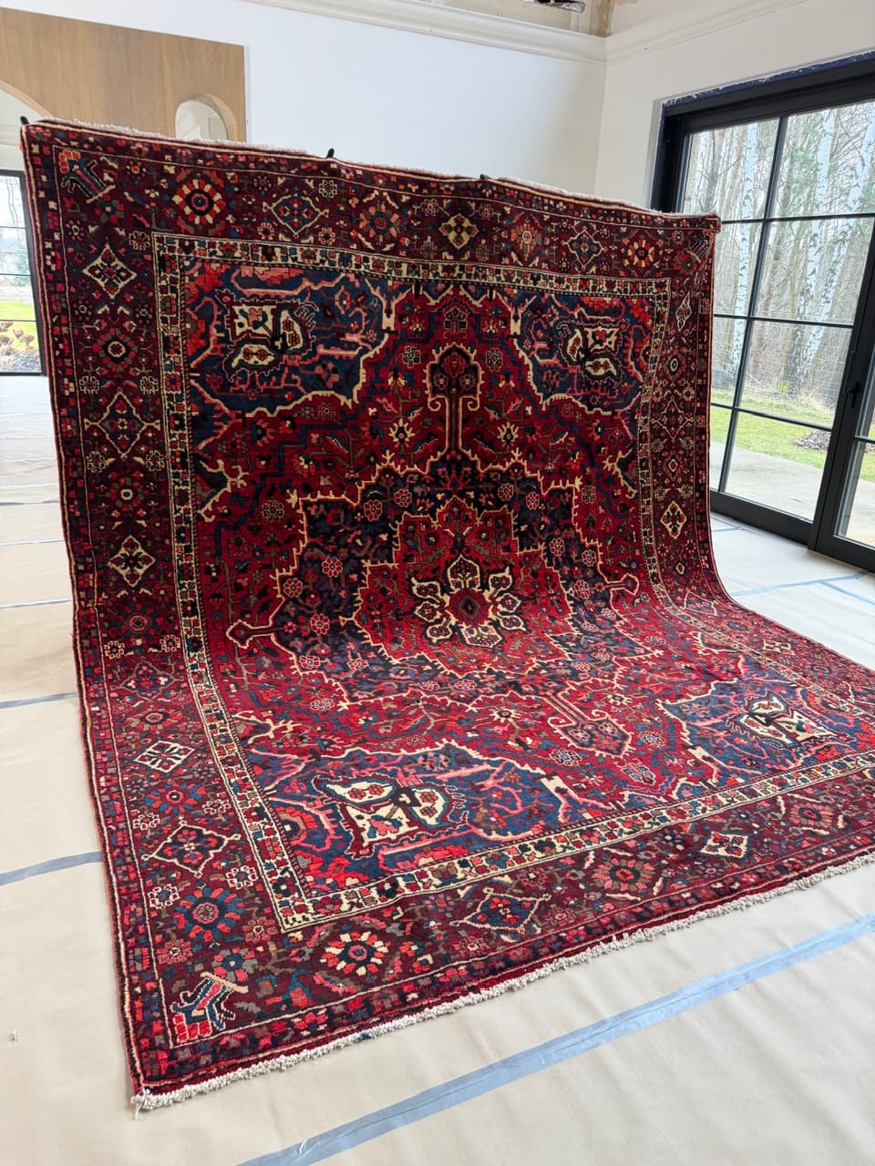 Dywan Heriz 390x310 cm, brązowy ciemny, wełna, Iran - 177676