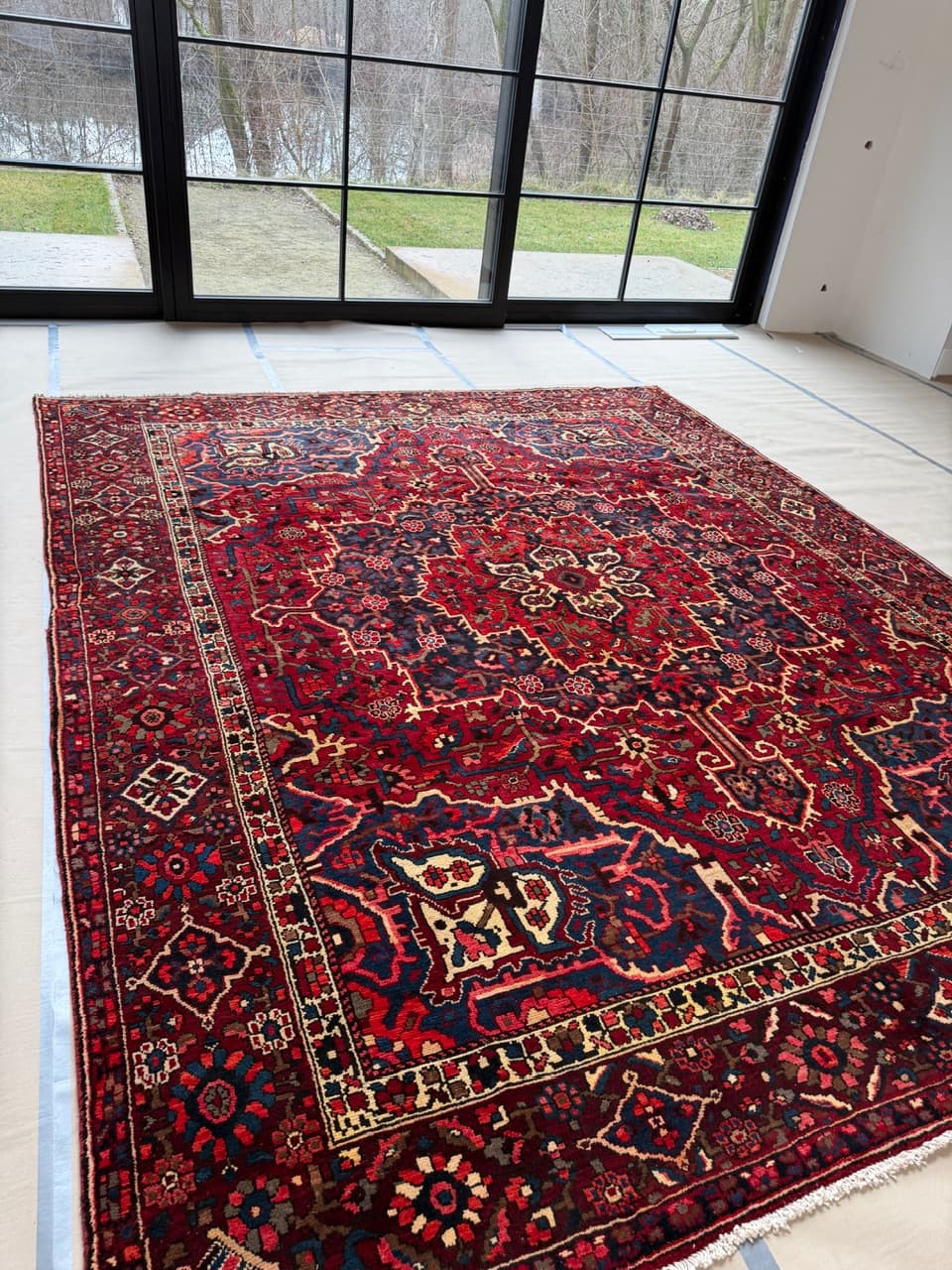 Dywan Heriz 390x310 cm, brązowy ciemny, wełna, Iran - 177675