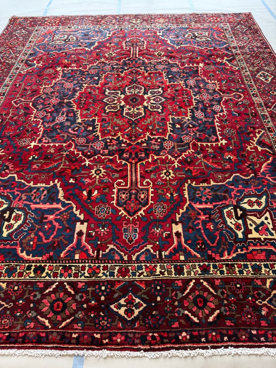 Dywan Heriz 390x310 cm, brązowy ciemny, wełna, Iran - 177674