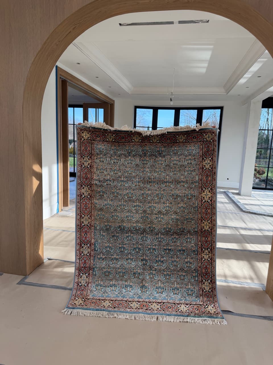 Rug Ghoum/Qom 190x130 cm, turquoise, silk, India - 177705
