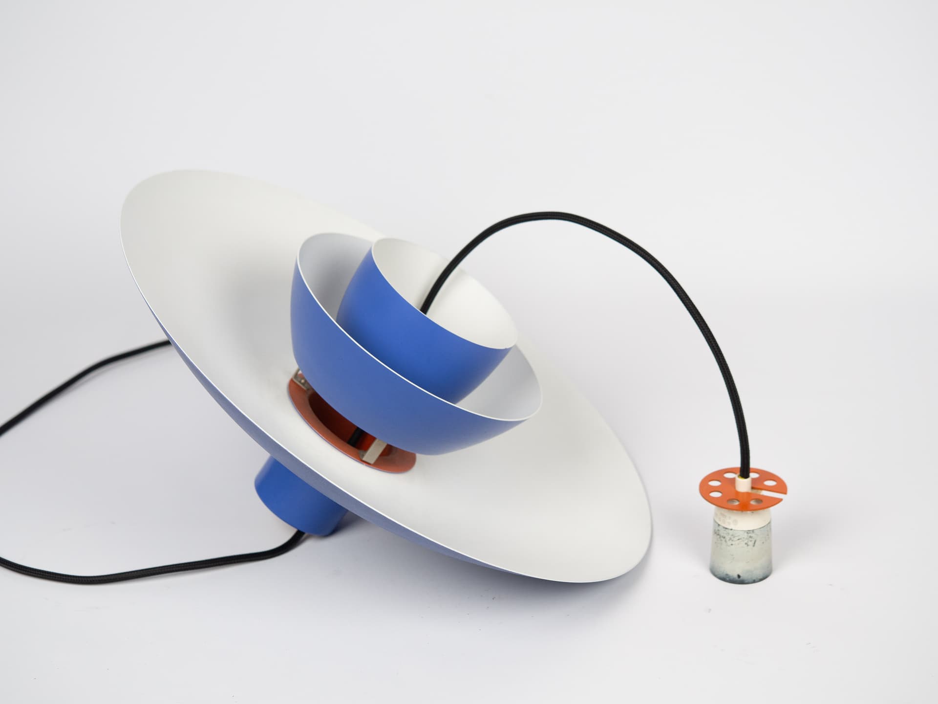 Lampa wisząca PH 4/3, niebieska, metal, proj. P. Henningsen, Louis Poulsen, Dania, lata 80. - 177731