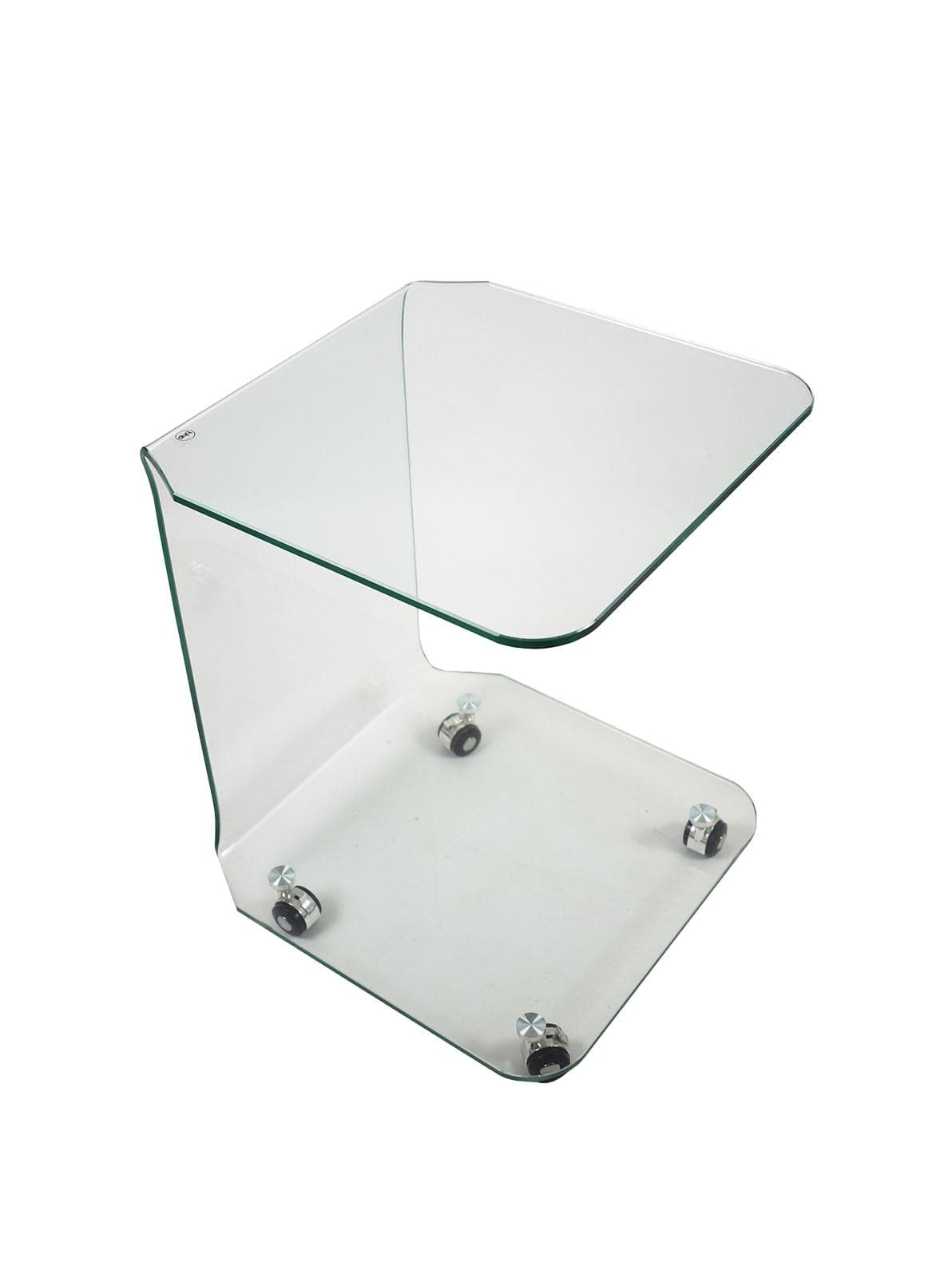 Stolik pomocnik, transparentne szkło, Włochy, lata 90.