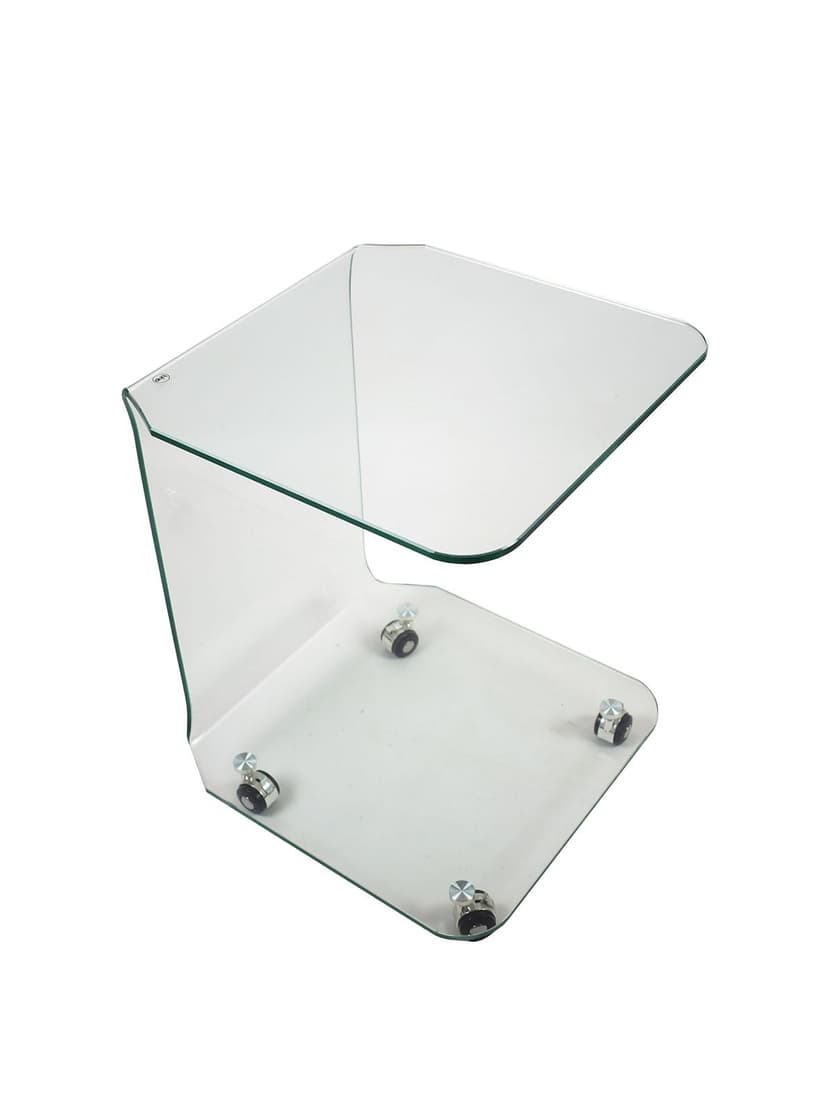 Stolik pomocnik, transparentne szkło, Włochy, lata 90.