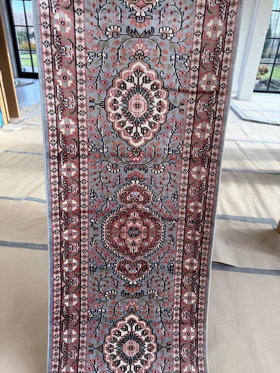 Chodnik Ghoum, 315x61 cm, srebrny, jedwab, Pakistan - 177840