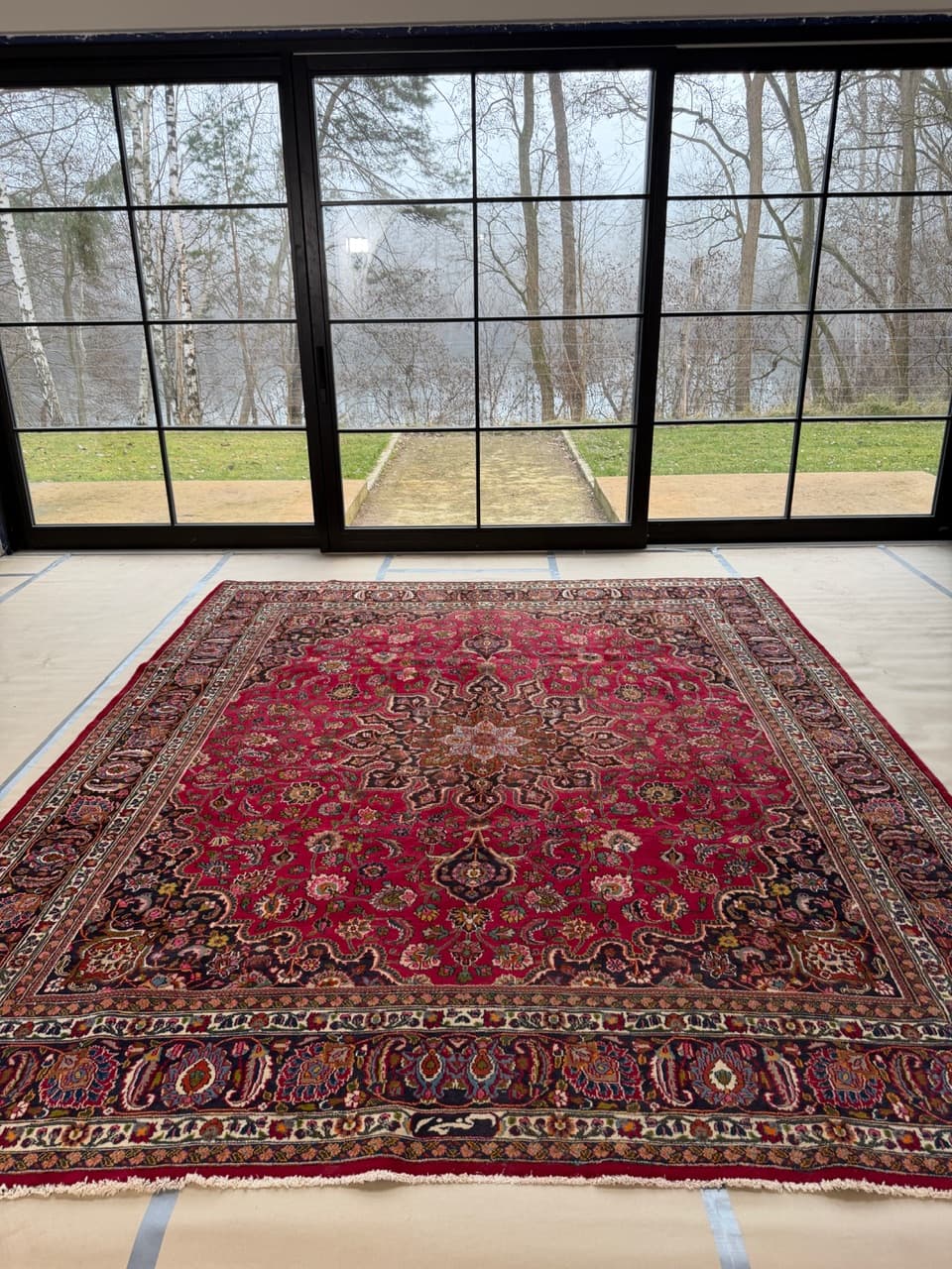 Dywan Mesched 360x300 cm, czerwony, wełna, Iran - 177882