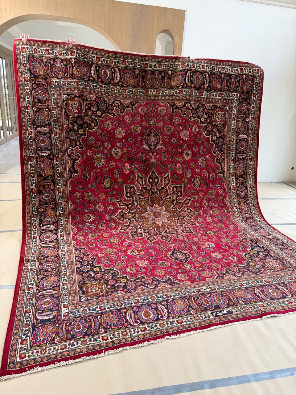 Dywan Mesched 360x300 cm, czerwony, wełna, Iran - 177879