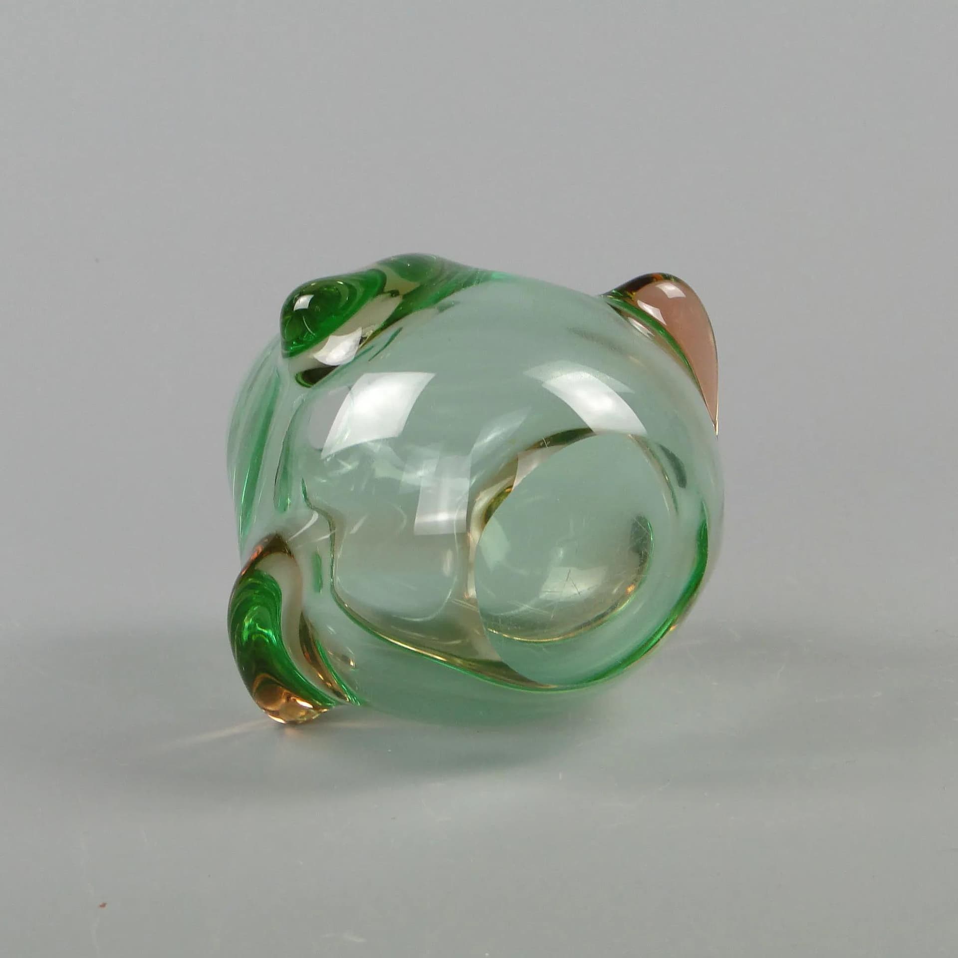 Wazon, szkło uranowe zielone, proj. J. Kotik, Skrdlovice, Czechosłowacja, lata 50. - 12402