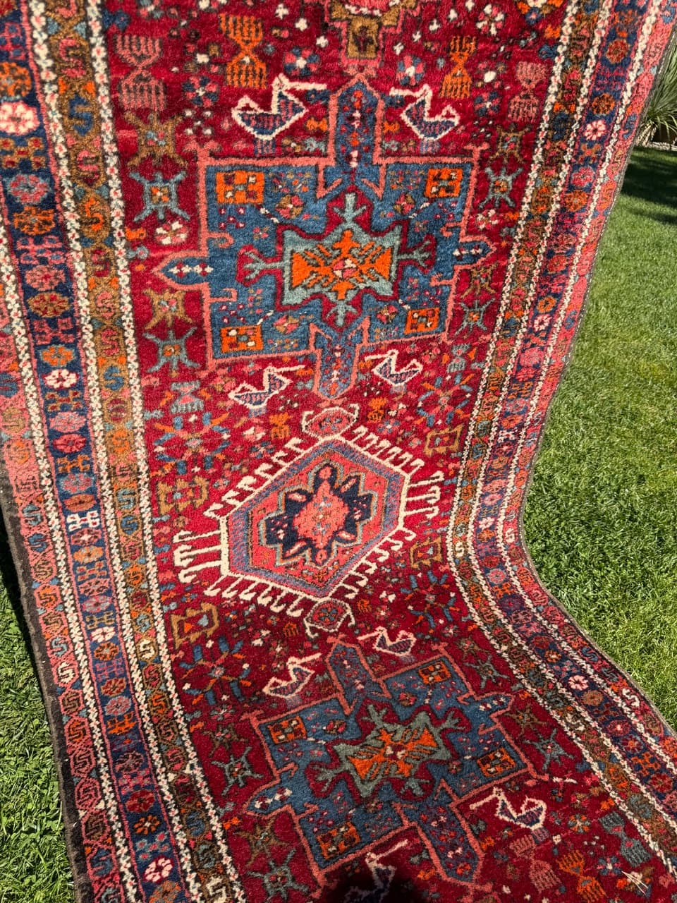 Chodnik Heriz 330x92 cm, czerwony, wełna, Iran, lata 50. - 178009