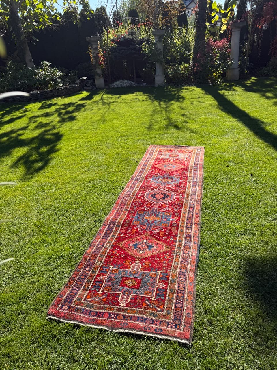 Chodnik Heriz 330x92 cm, czerwony, wełna, Iran, lata 50. - 178012