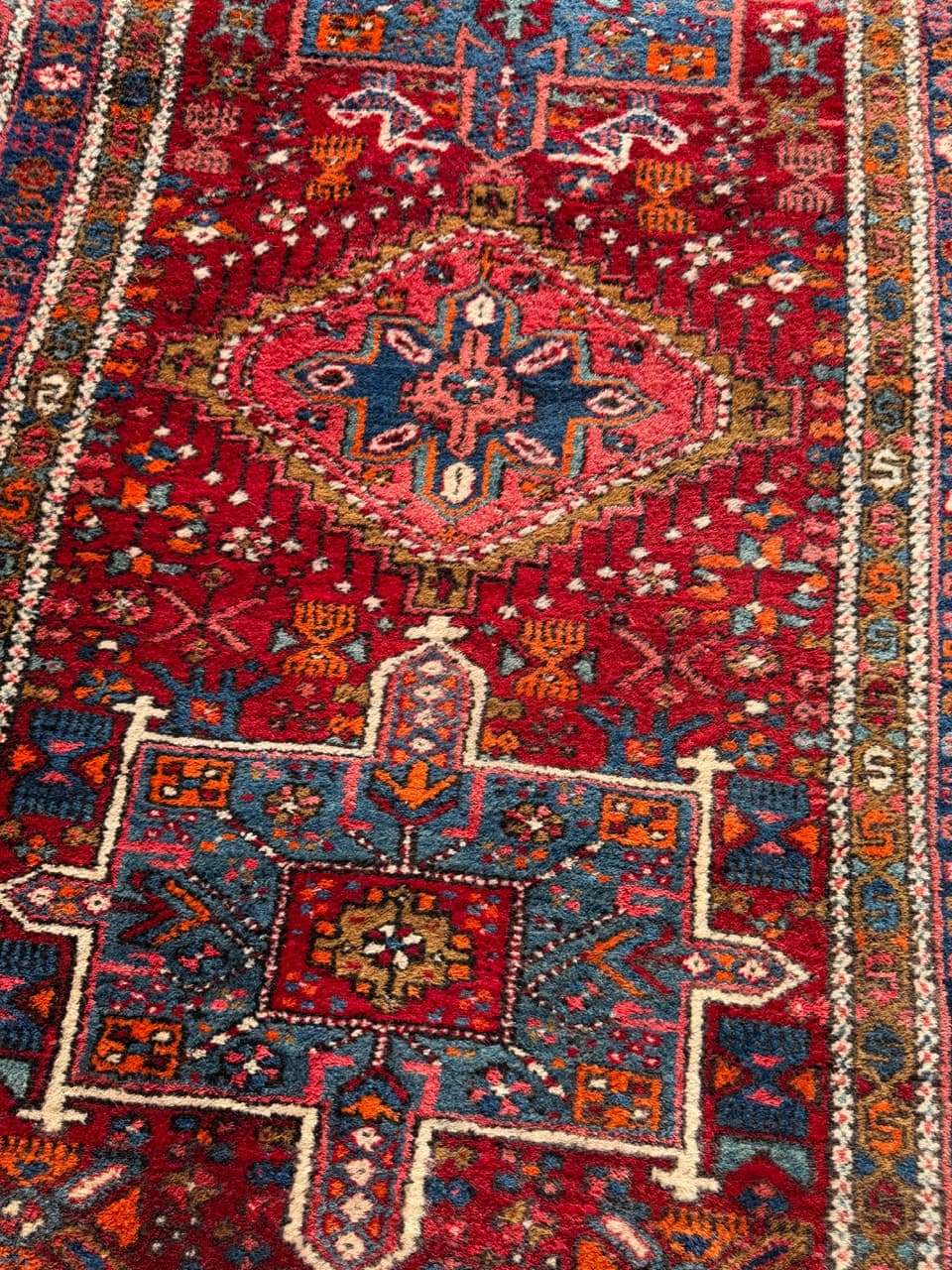 Chodnik Heriz 330x92 cm, czerwony, wełna, Iran, lata 50. - 178021