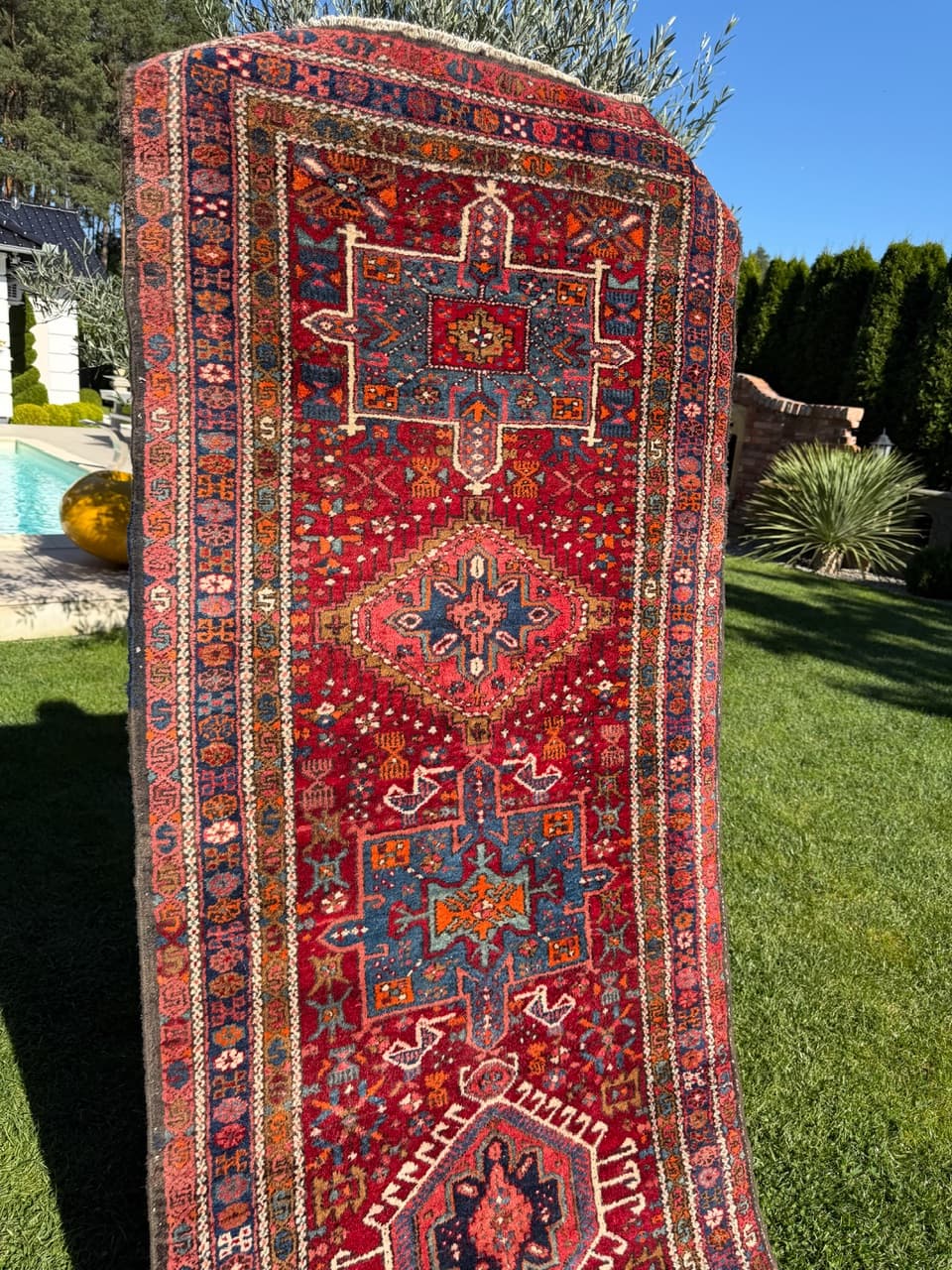 Chodnik Heriz 330x92 cm, czerwony, wełna, Iran, lata 50. - 178010