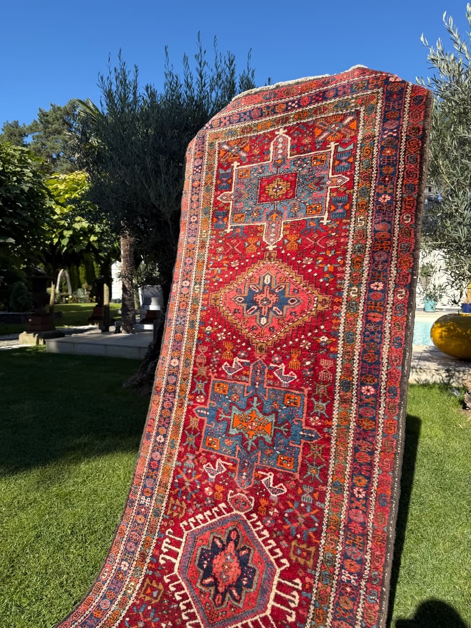 Chodnik Heriz 330x92 cm, czerwony, wełna, Iran, lata 50. - 178011