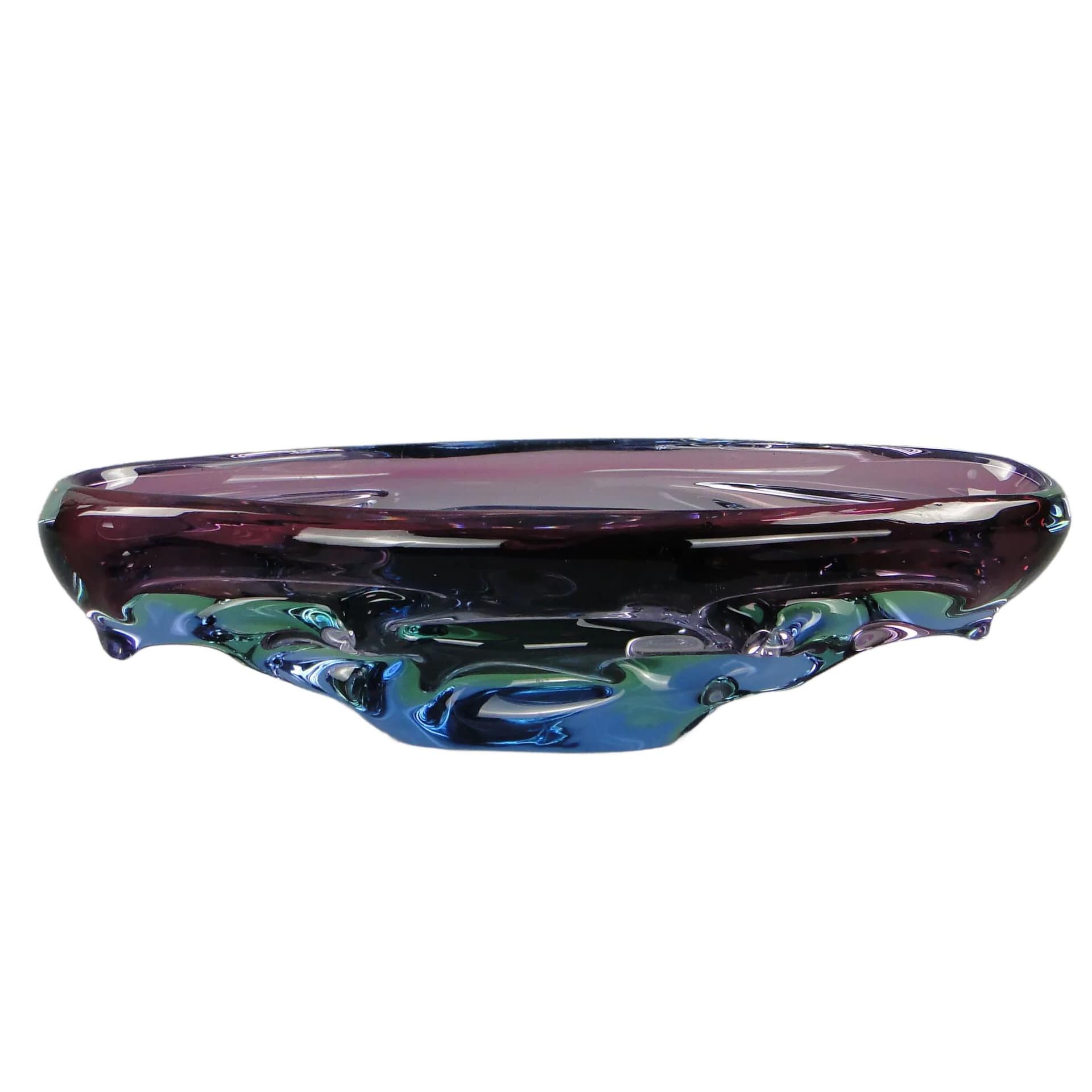 Bowl Propeller, multicolor crystal, by J. Kotik, Czechoslovakia, 1950s