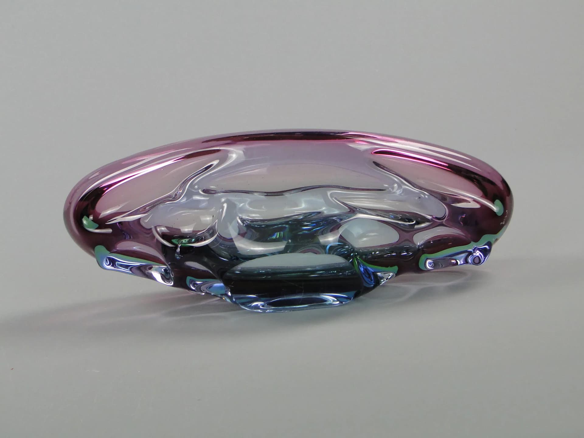 Bowl Propeller, multicolor crystal, by J. Kotik, Czechoslovakia, 1950s - 12386