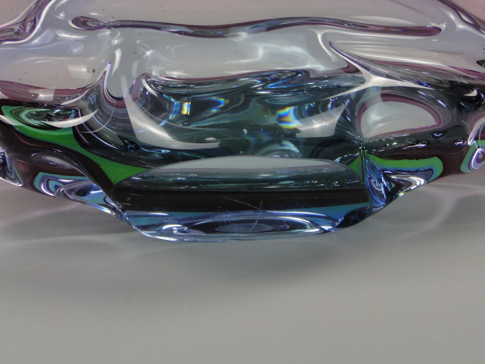 Bowl Propeller, multicolor crystal, by J. Kotik, Czechoslovakia, 1950s - 12387