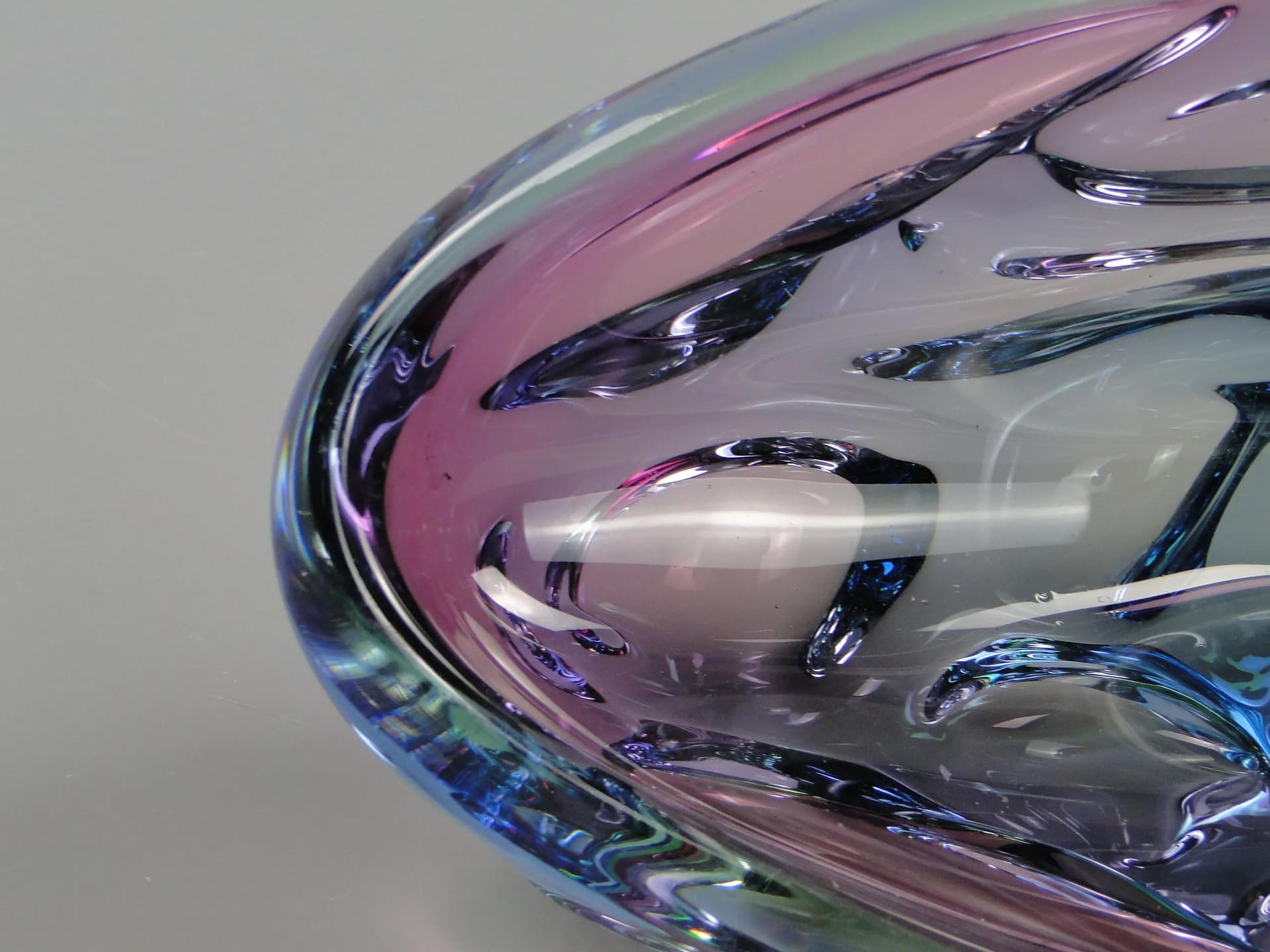 Bowl Propeller, multicolor crystal, by J. Kotik, Czechoslovakia, 1950s - 12385