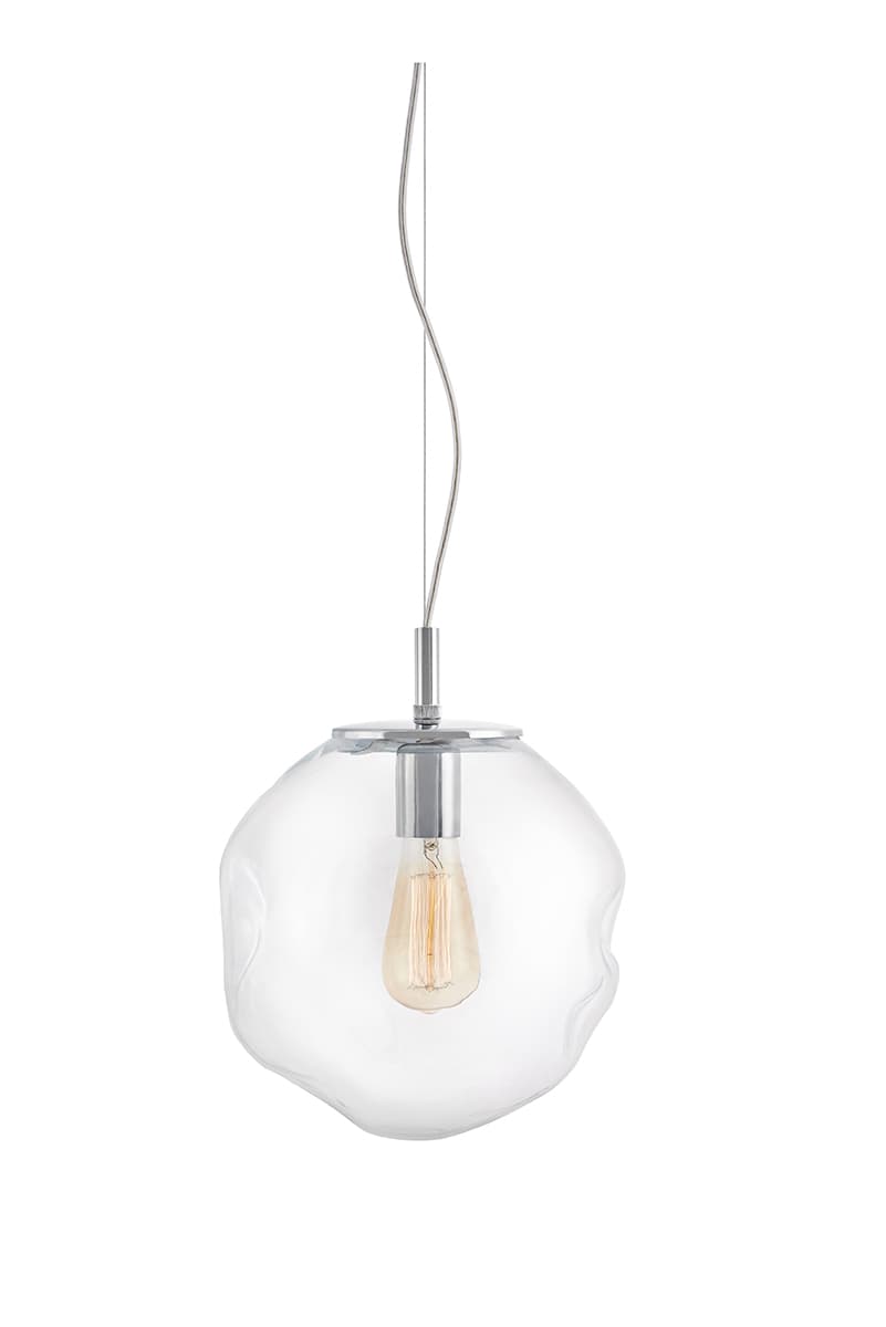 Lampa wisząca AVIA Ø30, srebrna, szkło przezroczyste, Kaspa