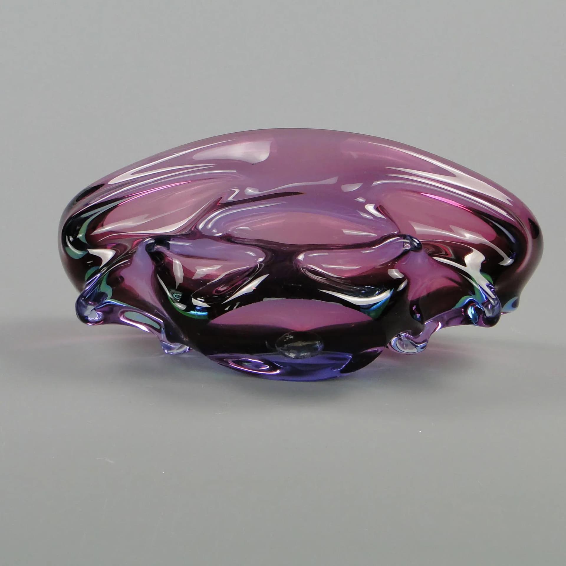 Bowl Propeller, multicolor crystal, by J. Kotik, Czechoslovakia, 1950s - 12375