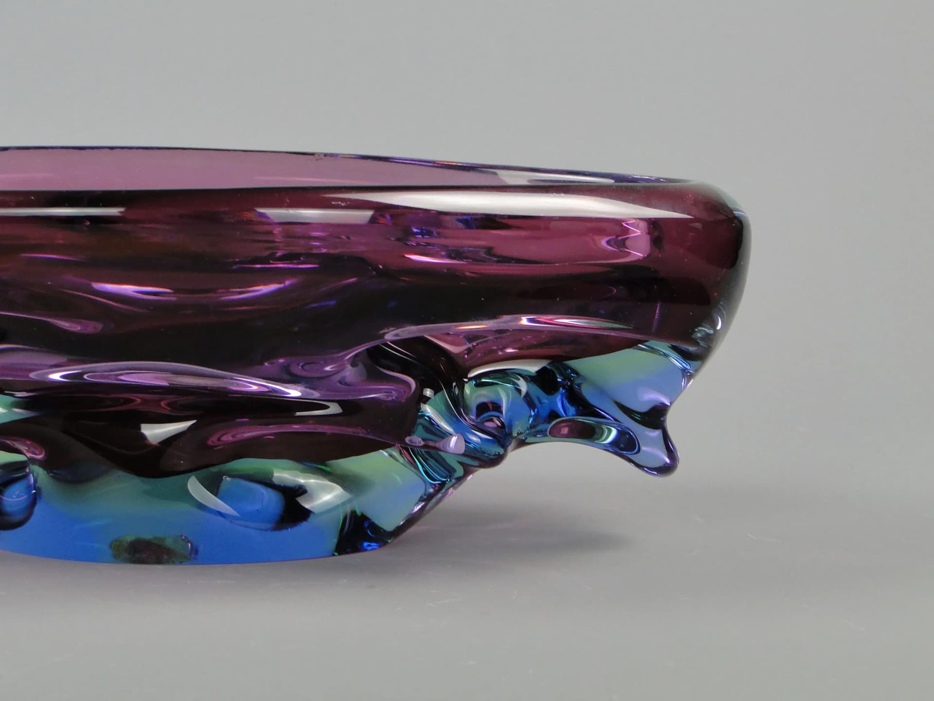 Bowl Propeller, multicolor crystal, by J. Kotik, Czechoslovakia, 1950s - 12372