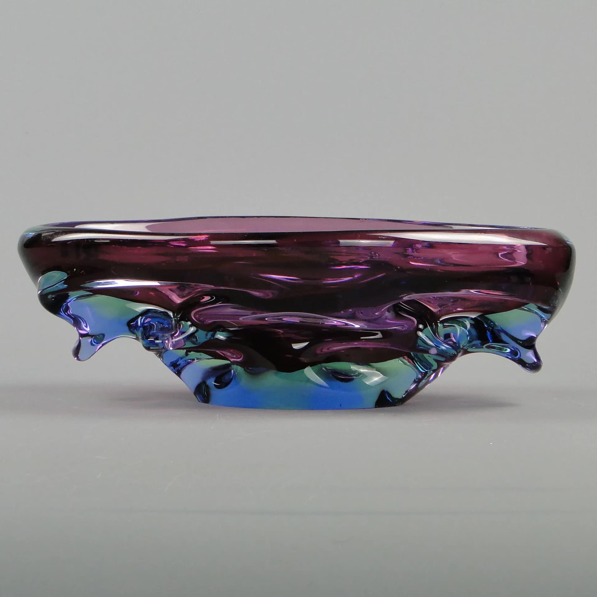 Bowl Propeller, multicolor crystal, by J. Kotik, Czechoslovakia, 1950s - 12370